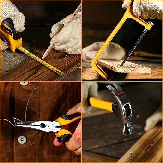 Tool Kit Box Drill Set:DEKOPRO Home Mechanic Toolbox with 12V Power Cordless Drill Hand Repair Tools Sets Combo Kits Storage Organizer Drawer Case for Men