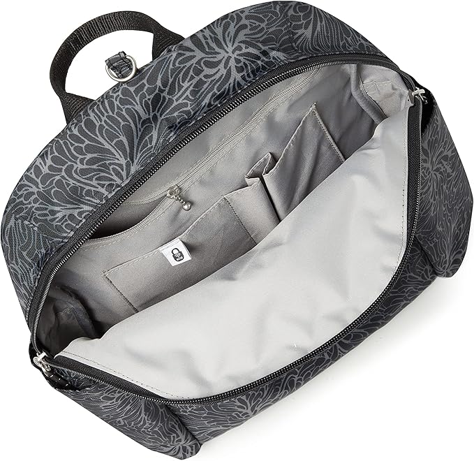 Securtex® Anti-theft Vacation Travel Backpack 10x13" Slash-Resistant Nylon Daypack w/RFID, Midnight Blossom