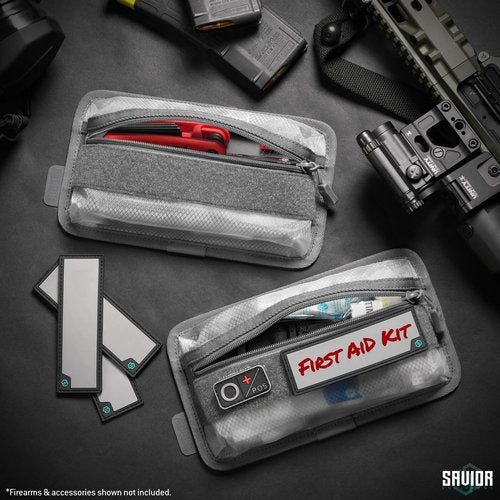 Savior Equipment Core Tactical Mesh Zipper Pouch, 9" x 5" Modular EDC Tool Organizer w/Writable ID Patches, 2-Pack, Gray