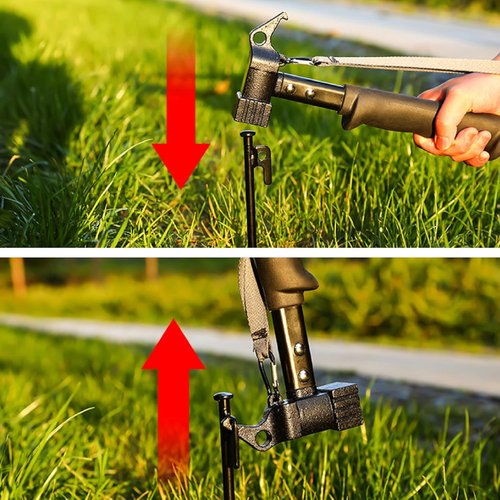 Azarxis Tent Stake Mallet Tark Peg Puller Hammer Nail Remover for Outdoor Camping Gardening Backpacking Hiking Lightweight Portable with Carry Bag (Black - Carbon Steel Head + Aluminum Handle)