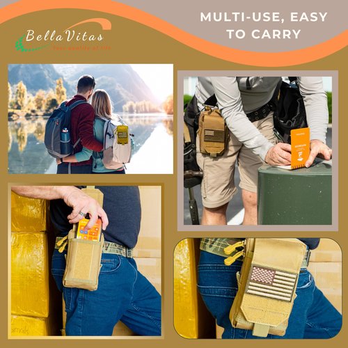 BellaVitas Tactical Molle Pouch Small Notebook Cover EDC Utility Bag Tool Pouch Phone Pouch Holder with US Flag Patch