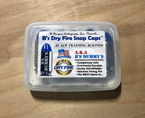 B's Dry Fire Snap Caps ® - Dummy .45 ACP Training Caps (5 Pack) (Blue Nickel)