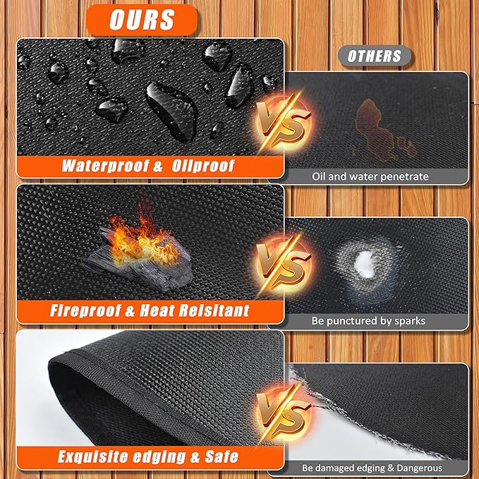 Fire Pit Mats for Under Fire Pit Compatible with Solo Stove Accessories Compatible with Solo Stove, 3-Layer Fireproof Under Grill Mats for Outdoor Grill to Protect The Deck, Patio, 47in