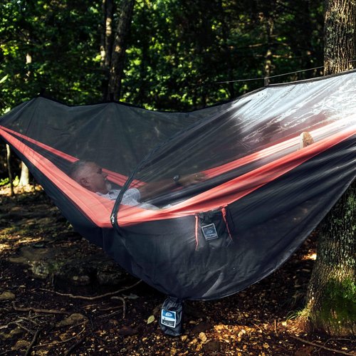 Equip Outdoors Hammock Mosquito Net with No-See Polyester Mesh 360-Degree Protection Camping Hammock, Travel Hammock, Portable Hammock Accessories Included, Camping Essentials (Grey)