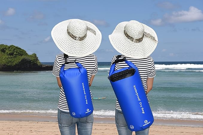 Waterproof Dry Bags Set of 3 Dry Bag with 2 Zip Lock Seals & Detachable Shoulder Strap, Waist Pouch & Phone Case - Can Be Submerged Into Water - for Swimming (Navy Blue, 5L)