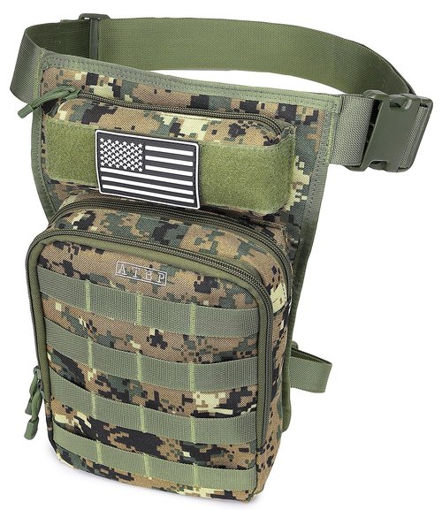 ATBP Motorcycle Tactical Drop Leg Thigh Bag with Holster Handgun Firearm Pistol Bag for Men Hunting Shooting Range Additional 3 Magazine Storage Slots