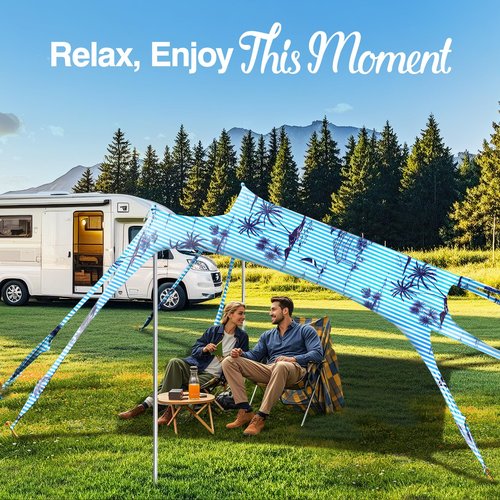 Rhino Valley Beach Tent, 10x10 FT Beach Shade UPF50+ Protection, Beach Canopy with 8 Sandbags 4 Stability Poles, Outdoor Beach Tent Sun Shelter Umbrella for Sand,Camping,Fishing Essentials, Black Tree