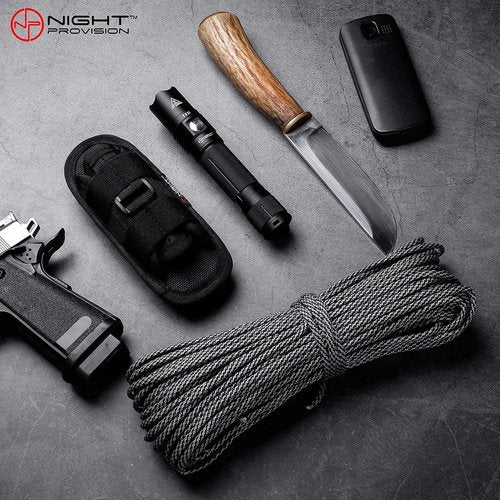 TH1 Tactical Flashlight Holster Duty Belt Pouch Open-end Stretchable Rotatable Clip 360 Degree Holder for Police Military Security Belt (Black)