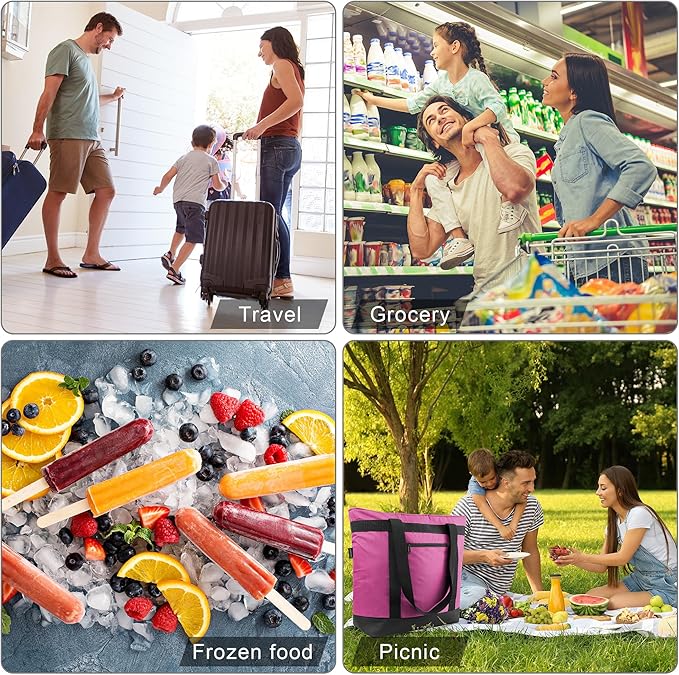 BeeGreen Insulated Cooler Bag Leakproof Freezer Shopping Tote for Groceries Thermal Food Delivery Bag