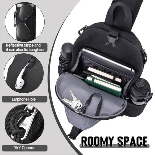 DEYACE Concealed Carry Bag for Men, YKK Zippers Crossbody Sling Backpack edc Bag with Gun Holsters, Travel Hiking Chest Pack Daypack
