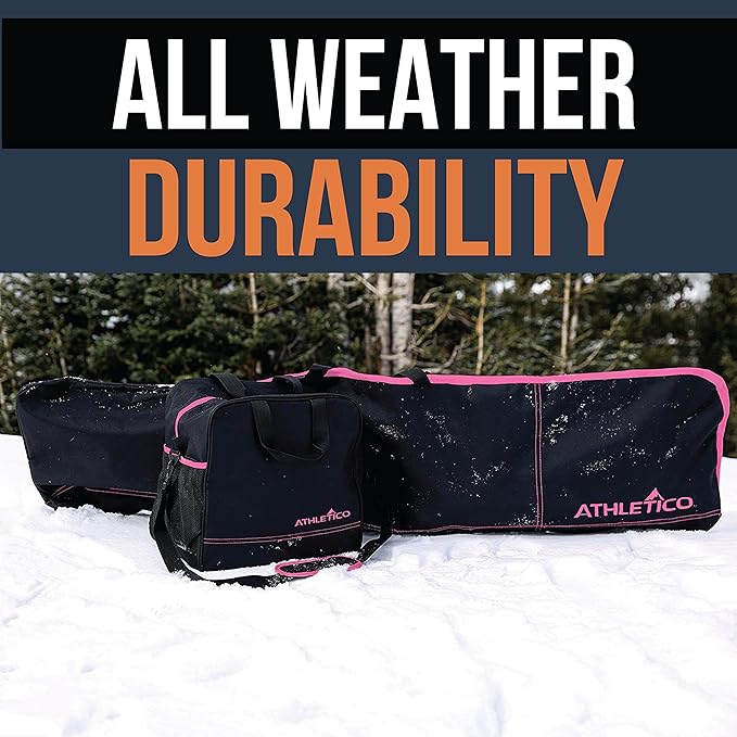 Athletico Two-Piece Snowboard and Boot Bag Combo | Store & Transport Snowboard Up to 165 CM and Boots Up To Size 13 | Includes 1 Snowboard Bag & 1 Boot Bag (Black)