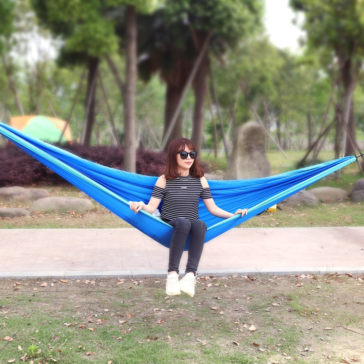 PORTAL Double Camping Hammock Lightweight Portable Nylon Hammock with Straps and Carabiners