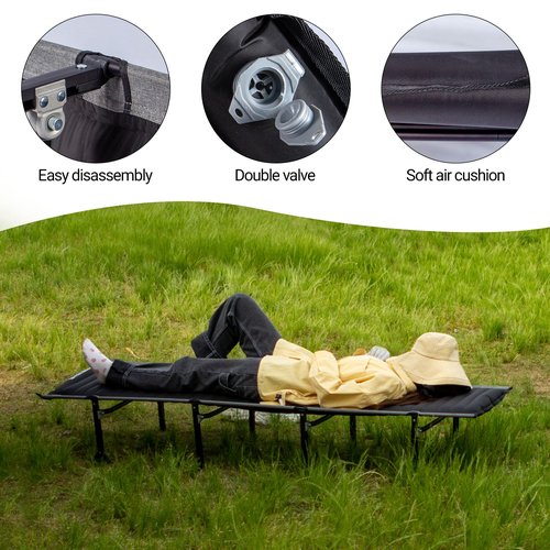 喜马拉雅 Portable Outdoor Camping Bed,Low Camping Cot with Support, Heavy Duty Tent Sleeping Air Bed, Oxford Camp Cots with Pilllow Mattress Bag (High Bed)