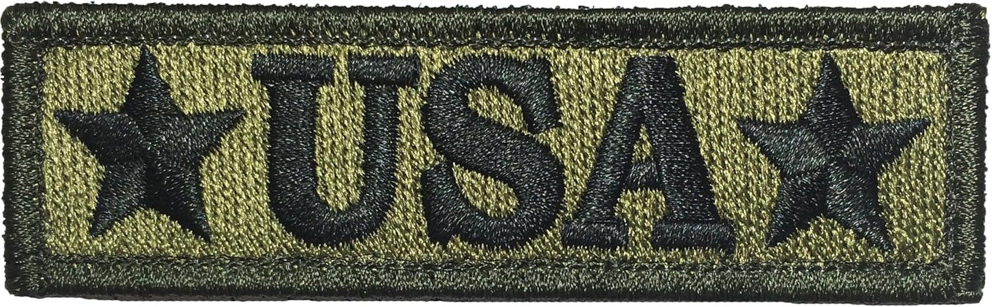 Tactical USA Morale Tab Patch 1"x3 3/4" - OD (Olive Drab) - by Ranger Return (TACT-USA-TAB-OD)