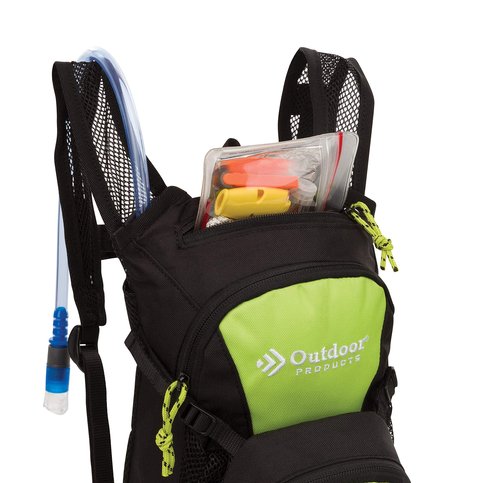 Outdoor Products Tadpole Hydration Pack (Black) (Violet Tulip) (Acid Lime) and (Black) (Bright Blue) Bundle