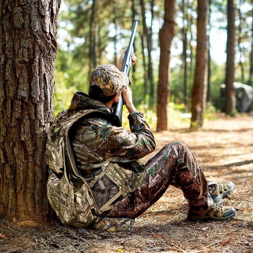 TR Turkey Vest for Hunting with Seat, Turkey Hunting Vest with Game Pouch, for Men Women Camo