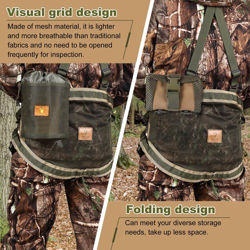 QIULLEN Ultralight Saddle Hunting Dump Bag - Silent Noiseless Fabric with Drawstring Closure, Foldable Design for Tree Stand Accessories | Fits Hunting Belt & MOLLE System | Compact Roll-Up Pouch