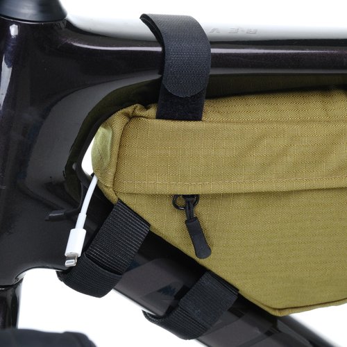 PACK2RIDE Mira Bike Frame Bag - Water Resistant & Durable Fabric Bicycle Bag for Road, Secure Attachment Bikepacking Pouch, Biking Storage & Bike Organizer for Cycling Adventures - Coyote