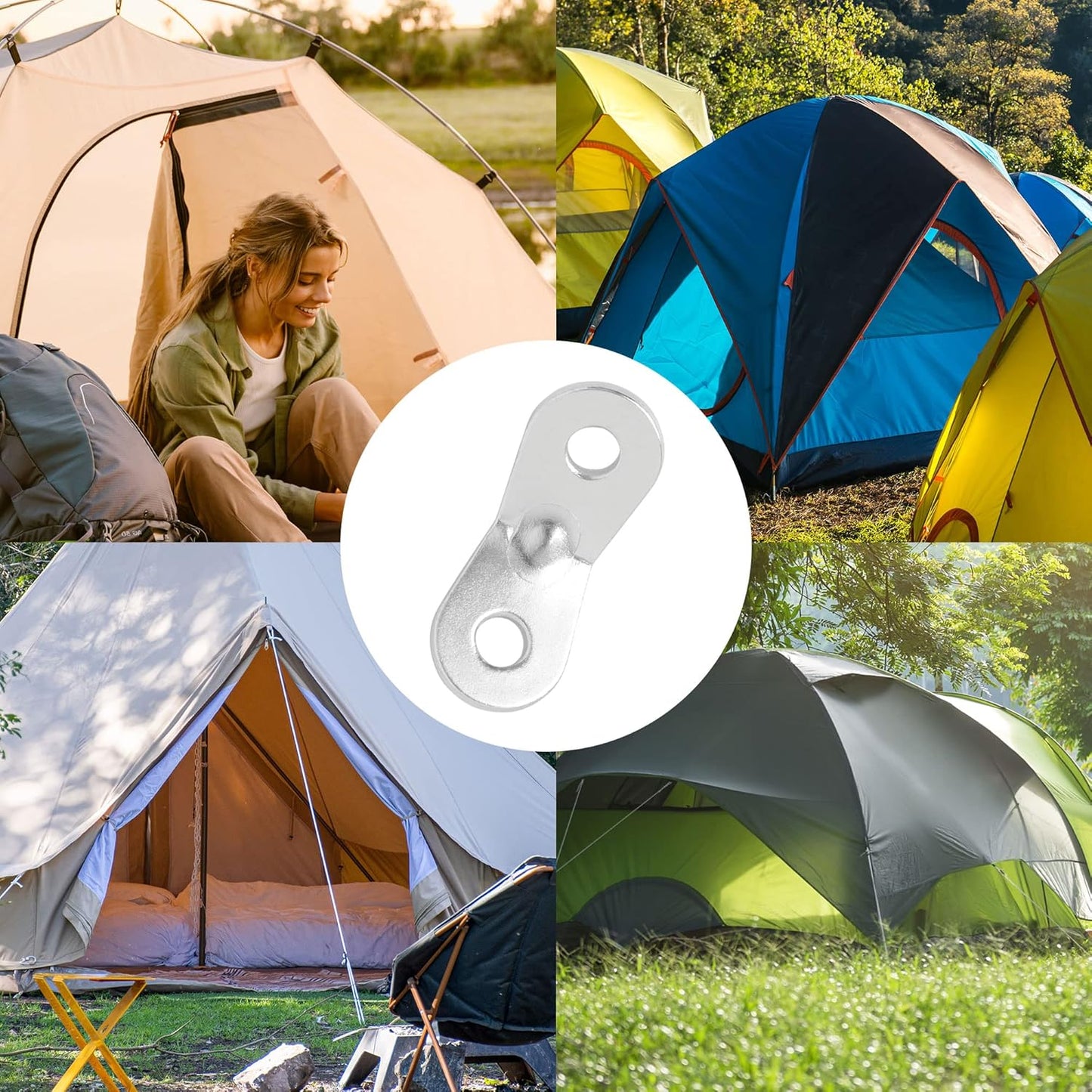 uxcell 12PCS Aluminum Alloy Guyline Rope Tensioner, Adjustable Cord Adjuster Tent Tensioners for Camping Accessories, Guy Line Adjusters Wind Rope Buckle for Outdoor Hiking Silver Tone