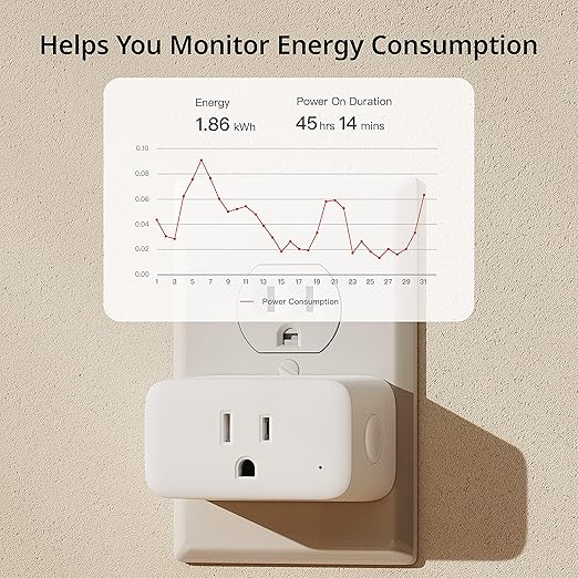 ใ2025 Newใ SwitchBot HomeKit Smart Plug Mini 15A, No Hub Required, Energy Monitor, WiFi(2.4G Only) Outlet Works with Apple HomeKit, Alexa, Google Home, App Remote Control & Timer Function(1 Pack)