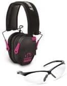 Walker's Razor Slim Electronic Hearing Protection Muffs with Sound Amplification and Suppression and Shooting Glasses Kit, Black/Pink