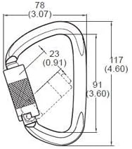 S01813-S Steel Carabiner 50kn (11,200 lb) Rated, Twist Auto Lock, ANSI Certified (Qty: 1)