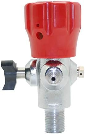 Paintball CO2 Tank Compressed Air DIN Valve Gauge & Fill Station, 300bar/4500psi High Pressure, 8mm Quick Disconnect Adapter, 24" Charging Hose for PCP Game (Top Gauge Valve)