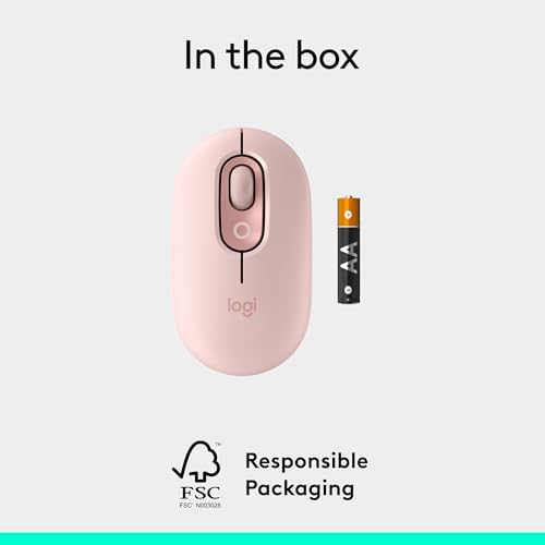 Logitech POP Mouse, Wireless Mouse with Customizable Emojis, SilentTouch Technology, Precision/Speed Scroll, Compact Design, Bluetooth, Multi-Device, OS Compatible - Heartbreaker Rose