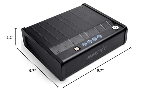 awesafe Gun Safe, Updated Biometric Gun Safes for Pistols, Quick Access Pistol Safe Fingerprint Handgun Safe with Keys and Keypad, Beside Gun Lock Box for Home (Biometric Fingerprint Lock)
