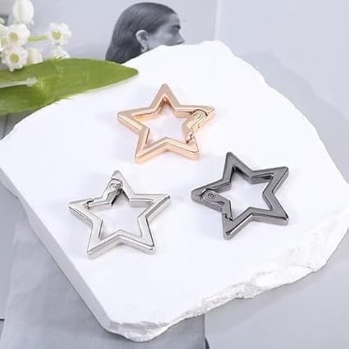 Zenarao Star Carabiner, Silver Star Shaped Stainless Steel Keychain Clip Carabiner Snap Hook Holder Hook Clip Key Holder Keychain for Keys and Wallet