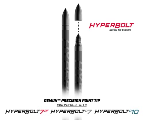 Barnett Demun Hyperbolt 3F - 12 Pack Mini Crossbow Bolts, 7 Inch with Threaded Target Points, 3 Fletched Bolts for Accu Strike and Accu Strike Pro - Precision and Performance in Every Shot