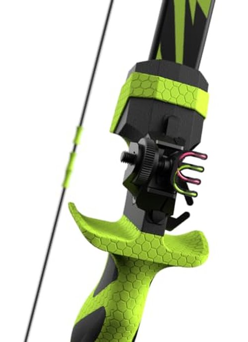 Barnett Quicksilver Youth Bow and Arrow Set for Kids 7-12 Years Old - 15-22in Draw Length, 28lb Draw Weight, Ambidextrous Handle with Adjustable Fiber Optic Sight, Includes Two Arrows, Green