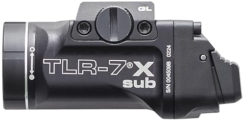 Streamlight 69405 TLR-7 X sub USB 500-Lumen 5000-Candela Weapon Light Designed Exclusively and Solely for Railed Glock 43X/48 MOS/43X/48 Rail Handguns with Mounting Kit, Key, and Multi-Tool, Black