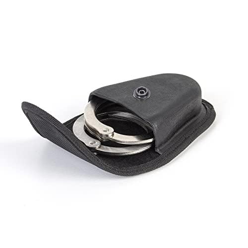 HipierFx Handcuff Case for Duty Belt Double Handcuff Holder with Hidden Snap for Police Law Enforcement (Without Hook and Loop Fastener)
