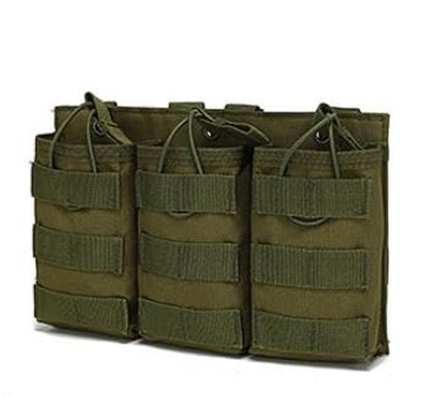 Tactical Mag Pouch, Triple Rifle Magazine Holster, Molle Pistol Nylon Magazine Holder with Quick Release Magazine Pouch Insert for with Adjustable Bungee Straps for Easy Carry and Use