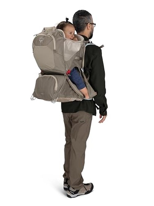 Osprey Poco LT Lightweight Child Carrier Backpack - Compact, Travel-Ready with Sunshade and Adjustable Fit - Lightweight, Comfortable Hiking for Toddlers, Tan Concrete
