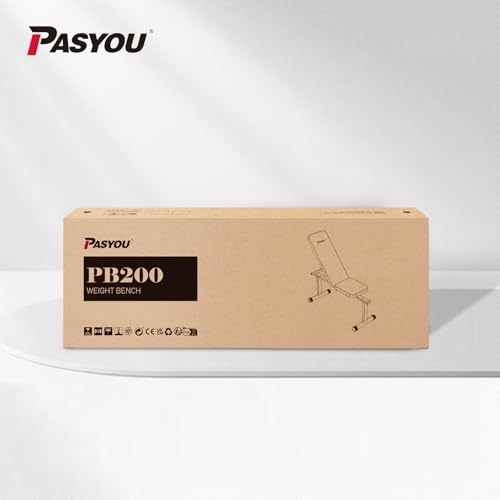 PASYOU PB200 2 in 1 Adjustable Flat Bench, Strength Training Bench for Home Gym, 5 Level Incline Weight Bench, Max Weight Capacity 600LBS Multifunctional Exercise Bench