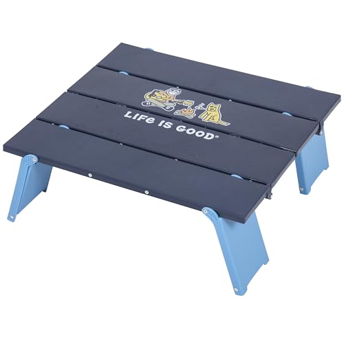 Life is Good Family Portable Outdoor Folding Table with Adjustable Height and Carry Bag for Beach, Camping, 30lb Weight Capacity, 22" x 20" x 16"