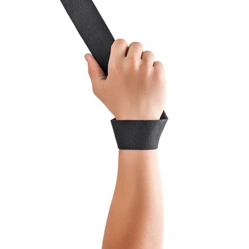 Basic Wrist Straps for Weightlifting - Gym Accessories, Workout Equipment, Wrist Brace, Wrist Wraps, Hand Bands for Dumbells & Bars - Adjustable Stripe, Non-Slip Grip - Black, One Size