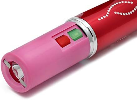 Spark Lipstick Stun Gun Women Self Defense Bright Led Flashlight - Rechargeable Battery (Red)