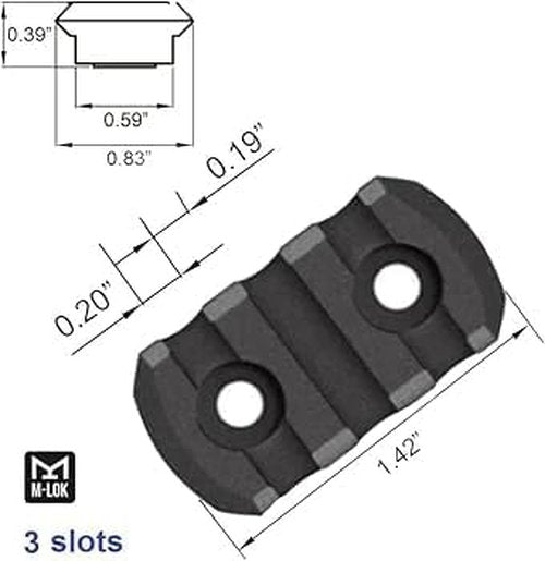 Gotical 9 Slots M-LOK Rail Section for M Lok Handguard, 9 Slots Picatinny Rail (Set of 2) Black