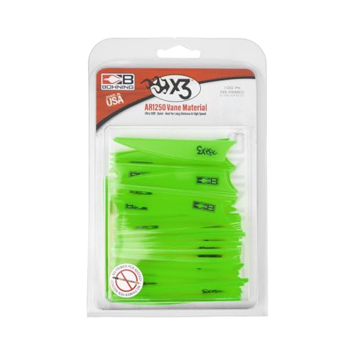 Bohning X3 Vane, 3", Neon Green, 36pk