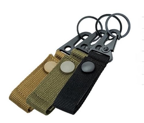 Wagleriz 3PCS Multi-Color Tactical Molle Key Ring Nylon Keychain Carabiner Hanger Duty Belt Metal Hook Backpack Clasp Key Organizer - 3 Colors