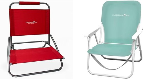 Caribbean Joe Folding Beach Chair, 1 Position Lightweight and Portable Foldable Outdoor Camping Chair, Red, White and Blue Stripe