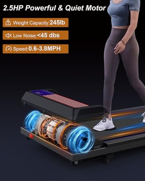 UPREIGN 3 in 1 Treadmill, Portable Under Desk Walking Treadmill with Incline for Home/Office, Remote Control, LED Display