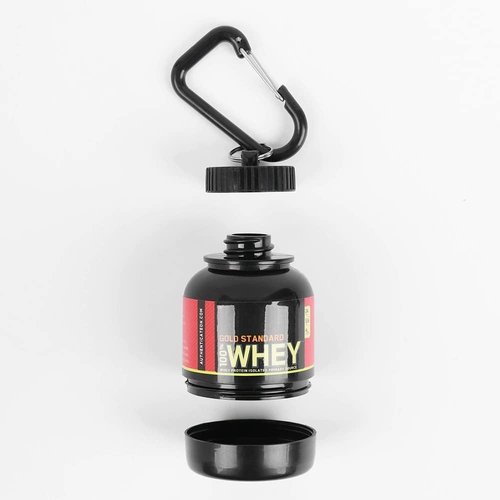 UNITED IMPORTS Protein Powder and Supplement Funnel Keychain - Protein Powder Container with Durable Key-Chain Portable to-Go Container for The Gym, Workouts, Fitness, and Travel, Black (2Pack, NO)