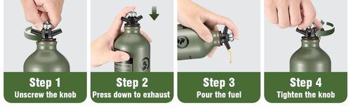 CAMPEAK Fuel Bottle 1L for Camping Outdoor with Safety Valve
