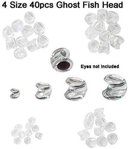 Aventik Weightless Dumbbells Eyese Making,Ghost Fish Head Fly Tying Materials Super Realistic Baitfish Skull Mask Design Ultra Light