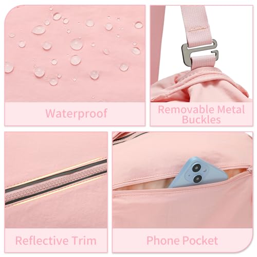 BOSSTIN Small Gym Duffle Crossbody Bag for Women & Men, Lightweight Compact Sports Workout Bag - Hot Pink