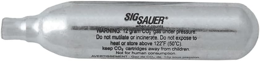 Sig Sauer 12 Gram Prefilled CO2 Cylinders for Airguns | Compact Lightweight Replacement CO2 Cartridges with Stable Power Output for ASP Air Pistols & Air Rifles